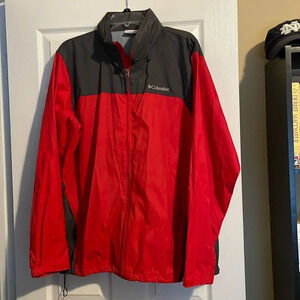 Columbia mens red and gray nylon windbreaker jacket size large